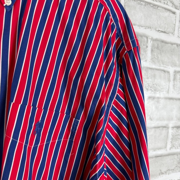Ralph Lauren The Big Shirt VTG 90s Patriotic Striped Button Down Shirt Men LARGE - Picture 3 of 8